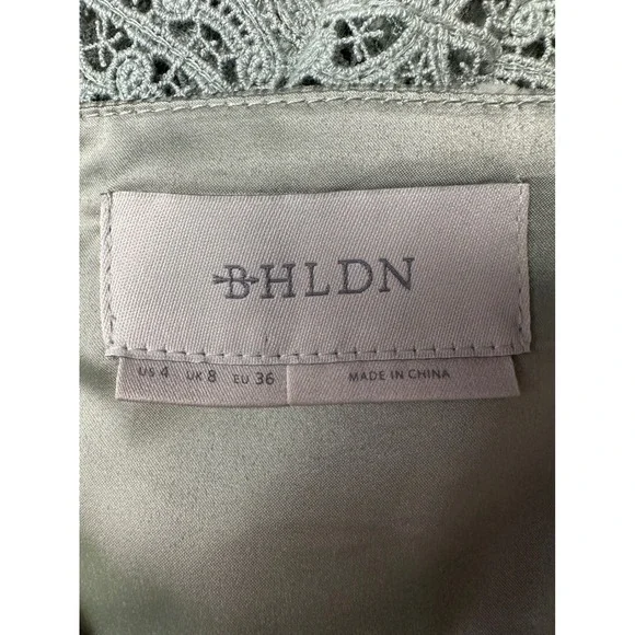 Anthropologie BHLDN Maxi Dress 4 Sage Green Silk Tiered Lace Romantic Ethereal - Picture 3 of 16